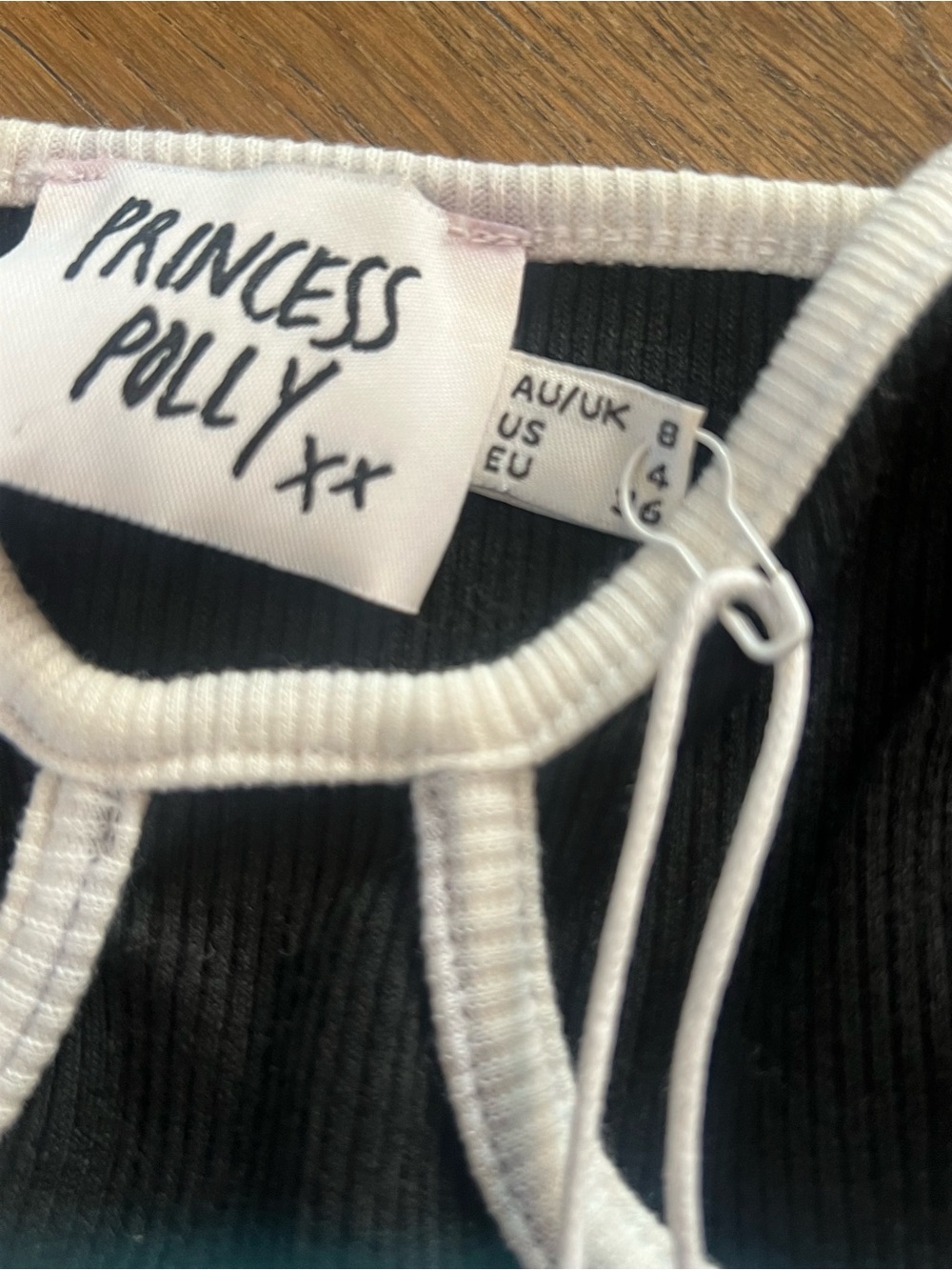 Princess Polly Black Mini Slip Dress with White Contrast Seams - Picture 5 of 6